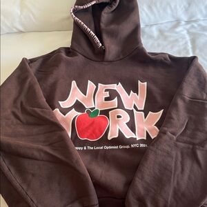 Madhappy Brown New York Hoodie with Pink Accents